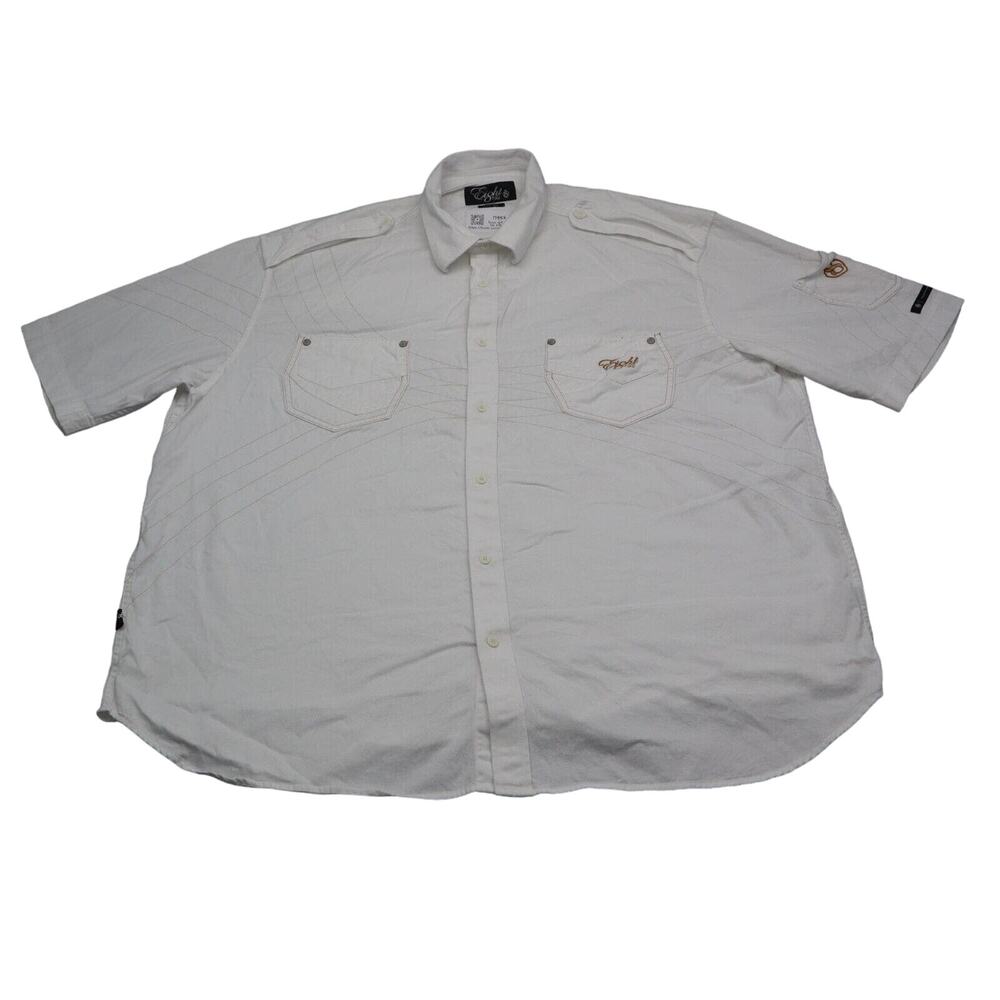 Eight 732 Shirt Mens 4XL White Casual Button Up Short Sleeve Collared Cotton